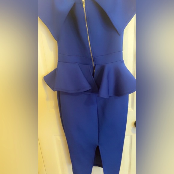 Blue scuba stretch midi dress - Picture 3 of 3